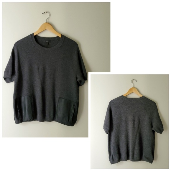 J. Crew | Merino Wool Leather Pocket Tee Shirt - Picture 8 of 8